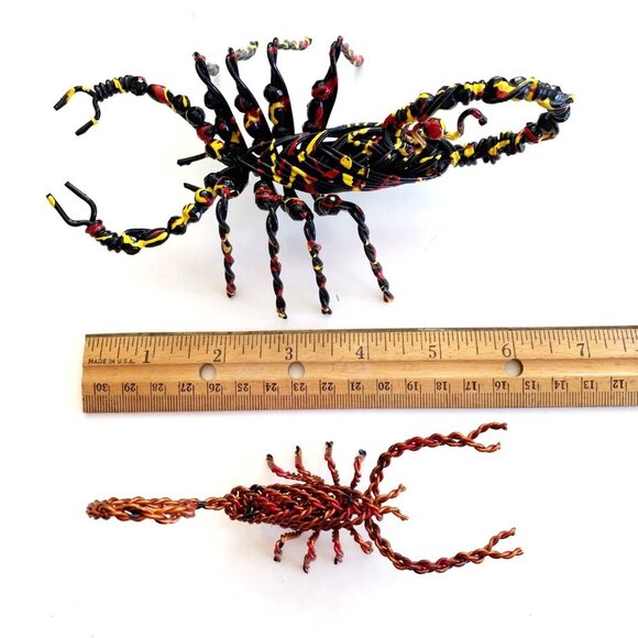Wire Copper Metal Art Scorpion Figurines Handmade Unique Eclectic Decor Set of 2 - Picture 7 of 8